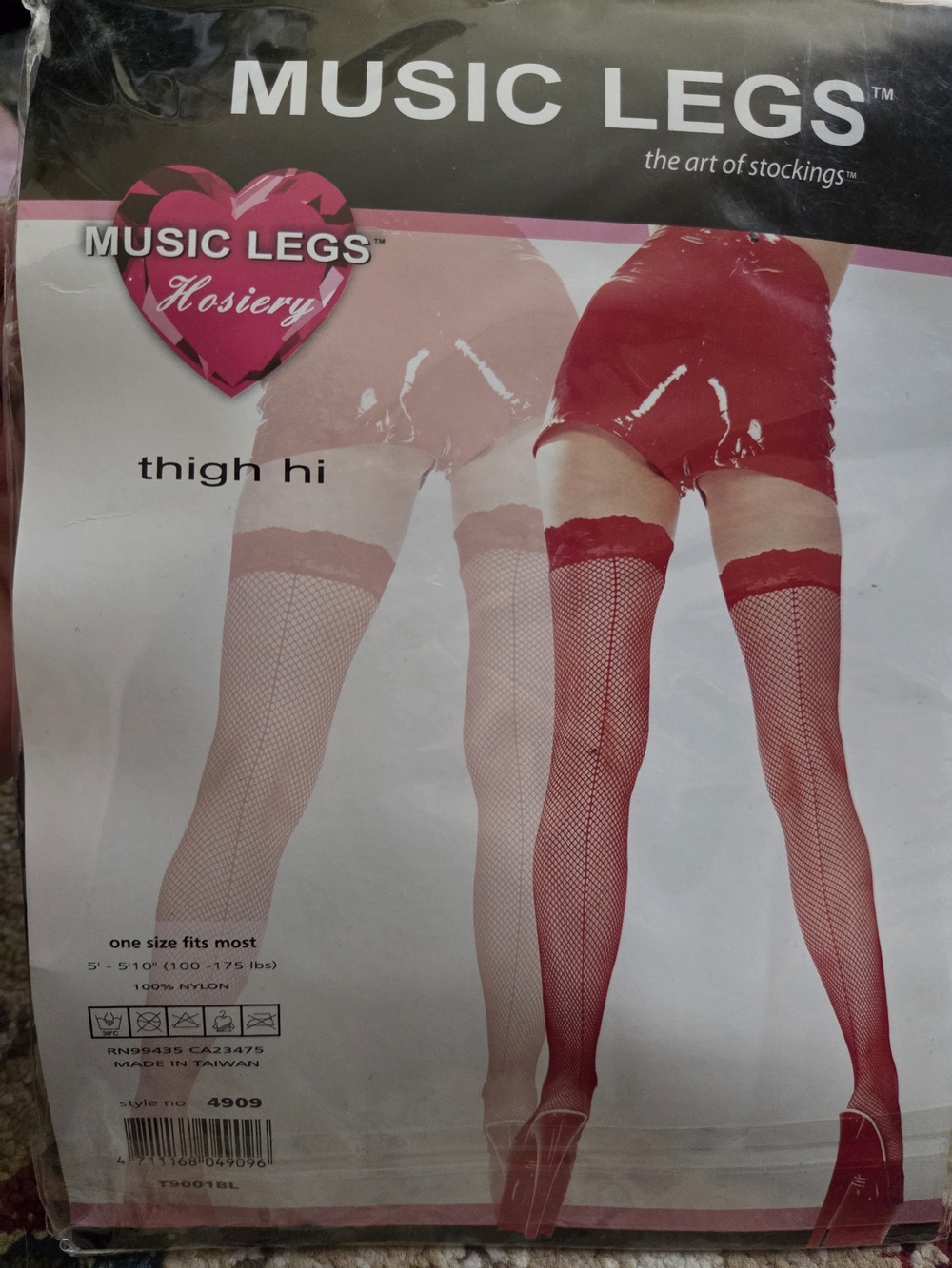 Music Legs Black Fishnet Thigh-highs With Backseam & Lace Tops